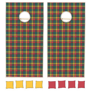Plaid Clan Buchanan Green Yellow Check Tartan Cornhole Set