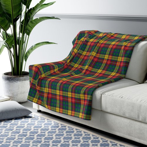 Plaid Clan Buchanan Tartan Red Yellow Green Check Fleece Blanket