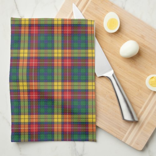 Plaid Clan Buchanan Tartan Red Yellow Green Check Kitchen Towel