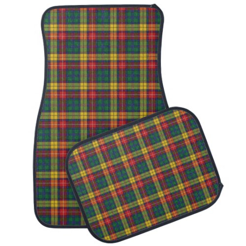 Plaid Clan Buchanan Yellow Red Green Check Tartan Car Floor Mat