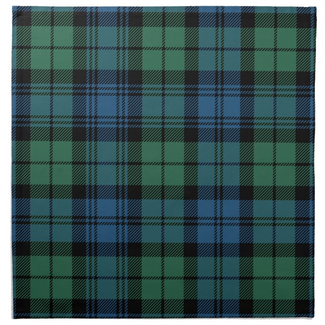 Plaid Clan Campbell Blue Green Tartan Cloth Napkin (Front)