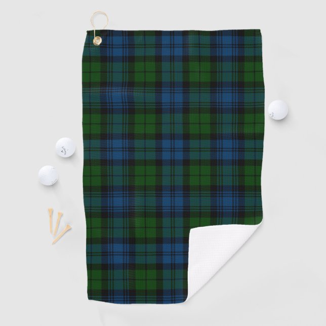 Plaid Clan Campbell Military Blue Green Tartan Golf Towel (InSitu)