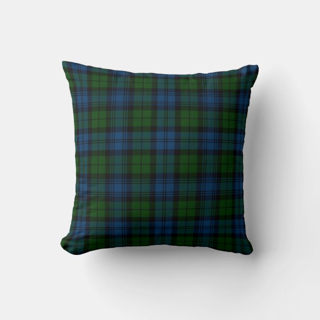 Plaid Clan Campbell Military Red Green Check Throw Pillow (Front)