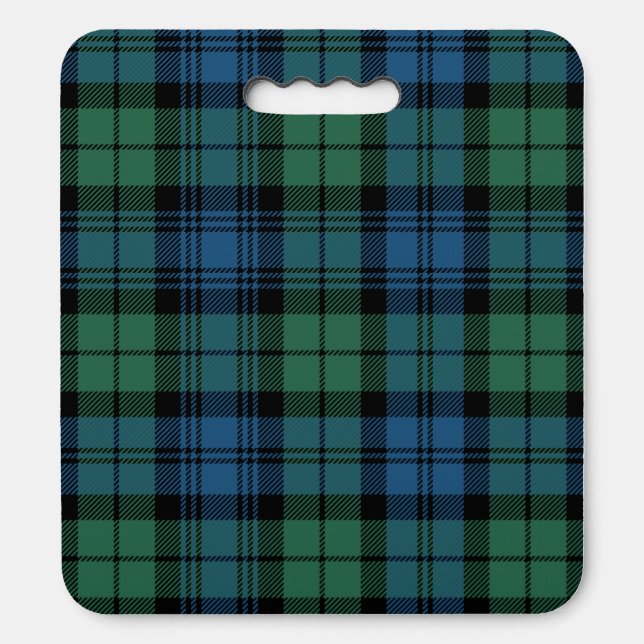 Plaid Clan Campbell Tartan Green Black Blue Check  Seat Cushion (Front Vertical)