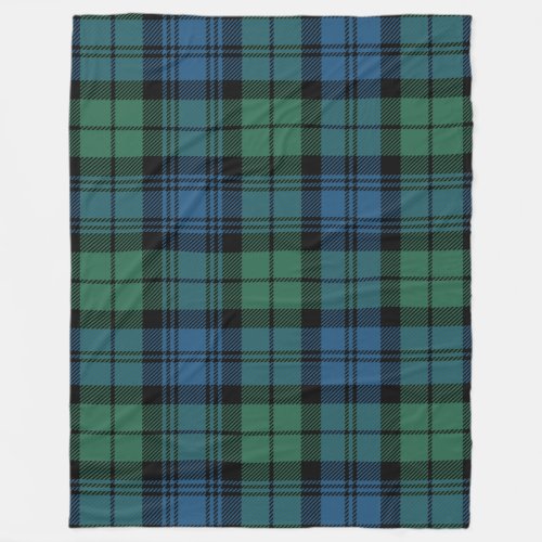 Plaid Clan Campbell Tartan Green Blue Black Check Fleece Blanket