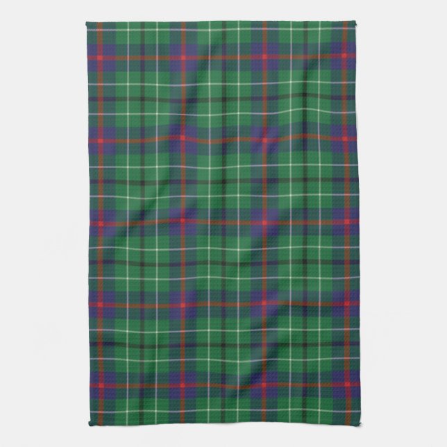 Plaid Clan Duncan Tartan Pattern Green Black Kitchen Towel (Vertical)