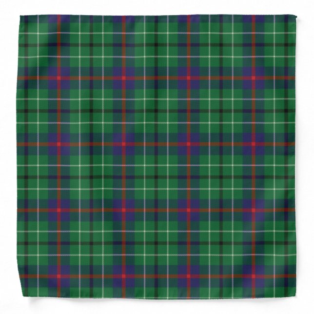 Plaid Clan Duncan Tartan Pattern Green Red Black Bandana (Front)