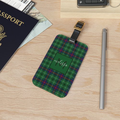 Plaid Clan Duncan Tartan Personalized Monogram Luggage Tag