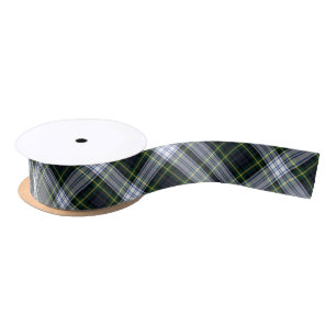 Plaid Clan Gordon Green White Black Check Tartan Satin Ribbon