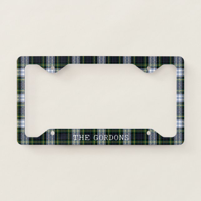 Plaid Clan Gordon Personalized Rustic Tartan License Plate Frame (Front)
