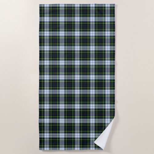 Plaid Clan Gordon Tartan White Green Check Beach Towel