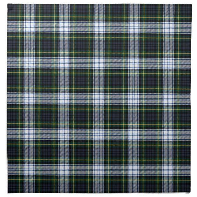 Plaid Clan Gordon Tartan White Green Check  Cloth Napkin (Front)