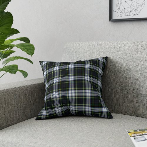 Plaid Clan Gordon White Green Check Tartan Throw Pillow