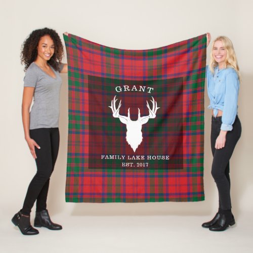 Plaid Clan Grant Tartan Family Lake House Fleece Blanket