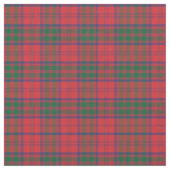 Plaid Clan Grant Tartan Green Red Blue Check Fabric (Close Up)