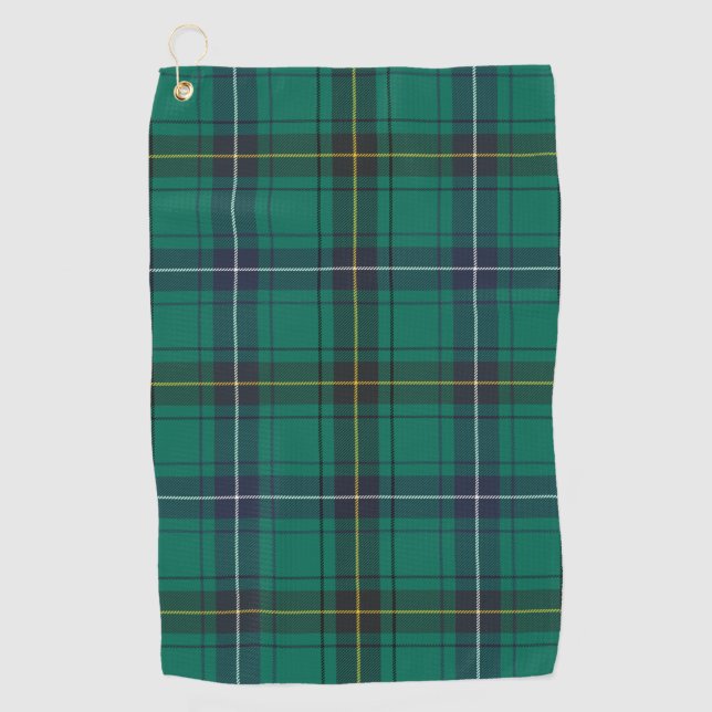 Plaid Clan Henderson Green Check Tartan Golf Towel (Front)