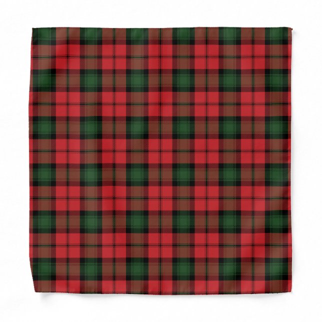 Plaid Clan Kerr Red and Green Rustic Tartan Bandana (Front)
