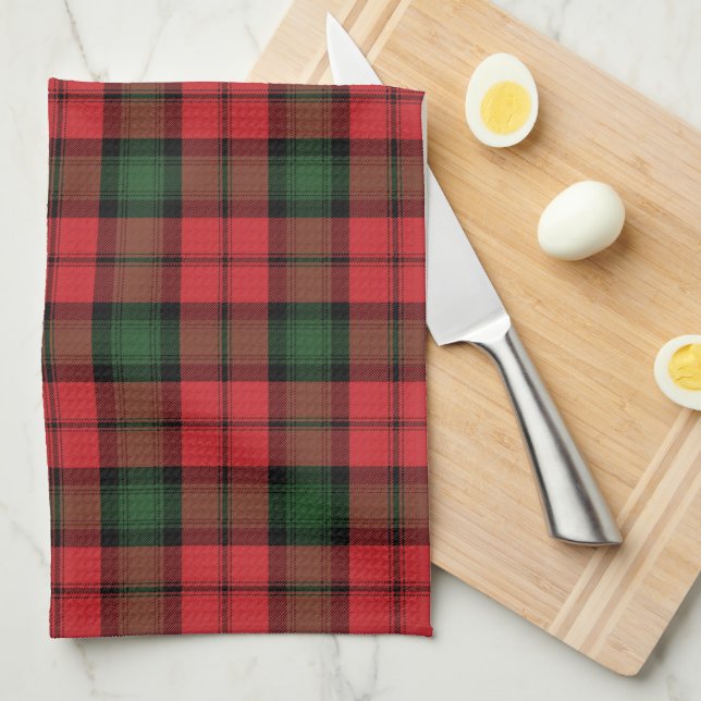 Plaid Clan Kerr Red Green Black Check Tartan Kitchen Towel (Quarter Fold)