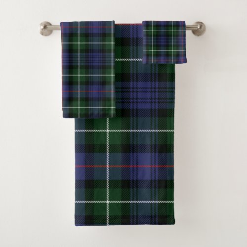 Plaid Clan MacKenzie Green Purple Check Tartan Bath Towel Set