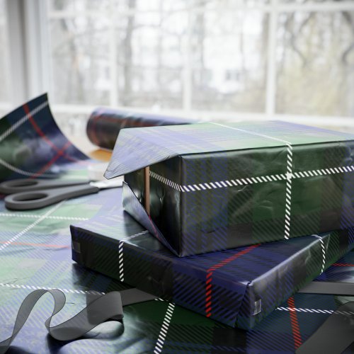 Plaid Clan MacKenzie Green Purple Tartan Wrapping Paper
