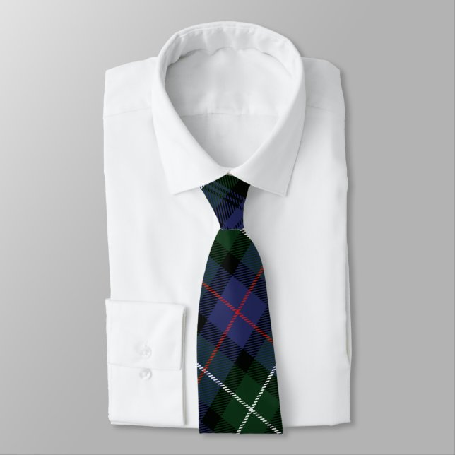 Plaid Clan MacKenzie Purple Black Check Tartan Neck Tie (Tied)