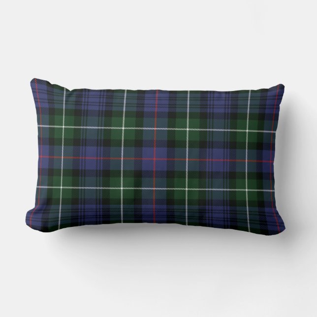 Plaid Clan MacKenzie Purple Green Check Tartan Lumbar Pillow (Front)