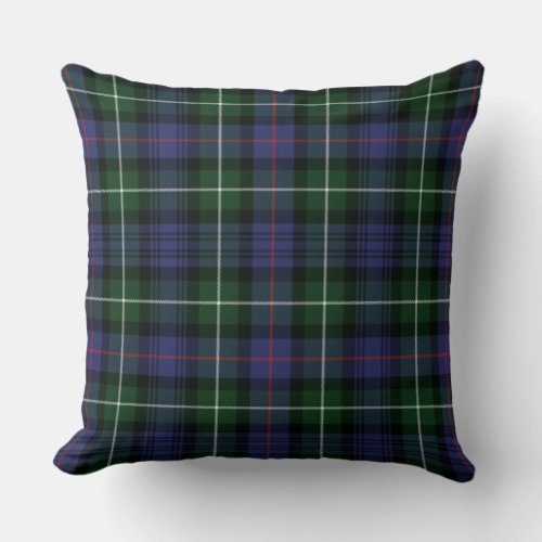 Plaid Clan MacKenzie Purple Green Tartan Rustic Throw Pillow