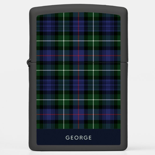 Plaid Clan MacKenzie Purple Tartan Personalized Zippo Lighter (Front)