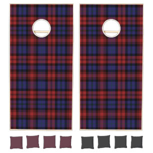 Plaid Clan MacLachlan Red Purple Check Tartan Cornhole Set