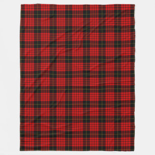 Plaid Clan MacQueen Tartan Red Black Check Pattern Fleece Blanket