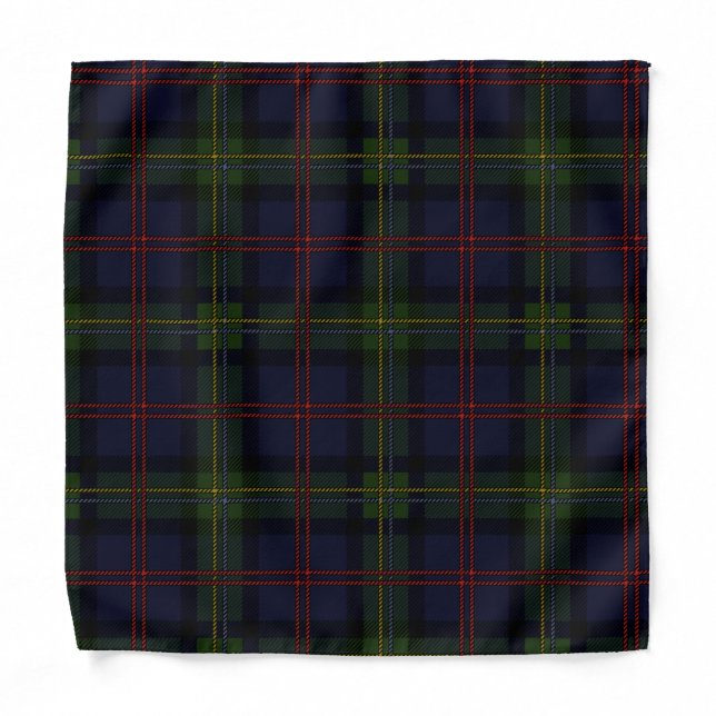 Plaid Clan Malcolm Green Classic Rustic Tartan Bandana (Front)