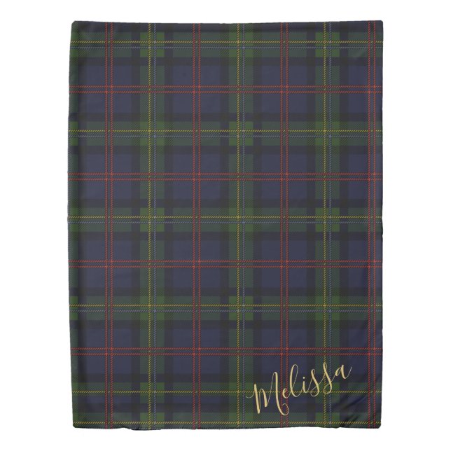 Plaid Clan Malcolm Monogram Tartan Duvet Cover (Front)