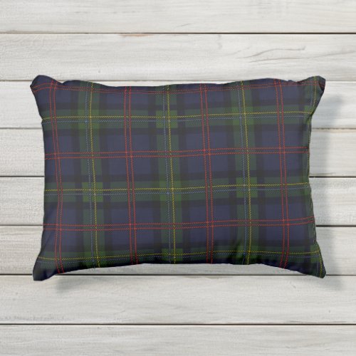 Plaid Clan Malcolm Purple Green Check Tartan Outdoor Pillow