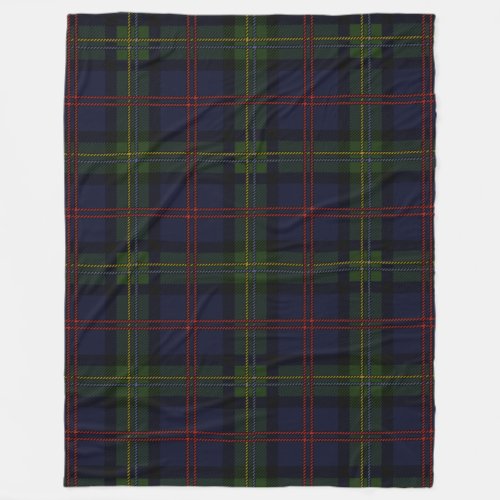 Plaid Clan Malcolm Tartan Black Purple Pattern Fleece Blanket