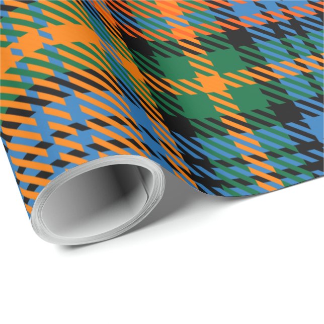 Plaid Clan Murray Blue Orange Green Tartan Wrapping Paper (Roll Corner)