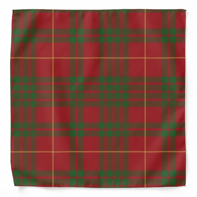 Plaid Clan Red Classic Rustic Tartan Bandana (Front)