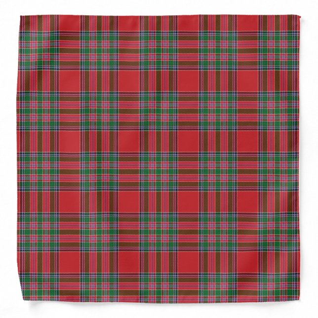 Plaid Clan Red Green Elegant Tartan Bandana (Front)