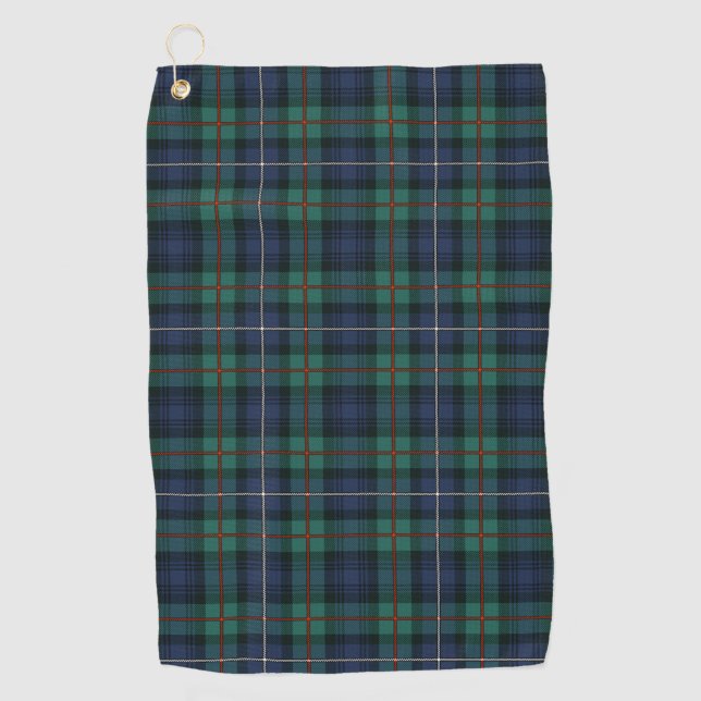 Plaid Clan Robertson Tartan Green Purple Check Golf Towel (Front)
