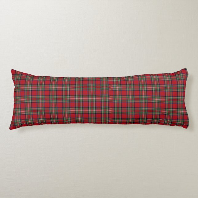 Plaid Clan Stewart Green Blue Red Check Tartan Body Pillow (Front)