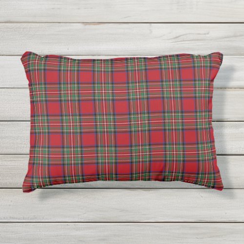 Plaid Clan Stewart Green Red Blue Check Tartan Outdoor Pillow