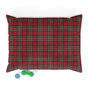Plaid Clan Stewart Green Red Blue Check Tartan Pet Bed