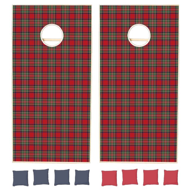 Plaid Clan Stewart Red Green Check Tartan Cornhole Set (Set)
