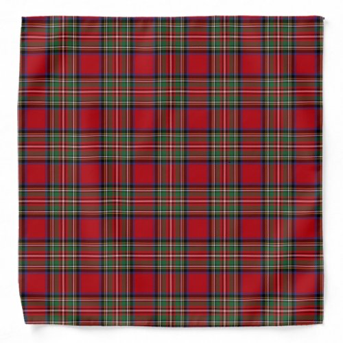 Plaid Clan Stewart Tartan Pattern Green Red Bandana