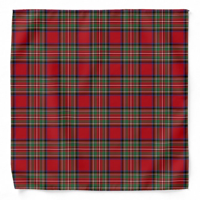 Plaid Clan Stewart Tartan Pattern Green Red Bandana (Front)