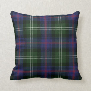 Plaid Clan Sutherland Purple Green Check Tartan Throw Pillow