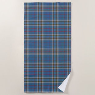 Plaid Clan Thompson Grey Blue Check Tartan Beach Towel