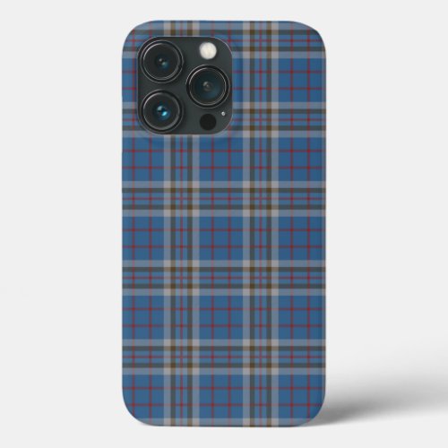 Plaid Clan Thompson Grey Blue Check Tartan iPhone 13 Pro Case