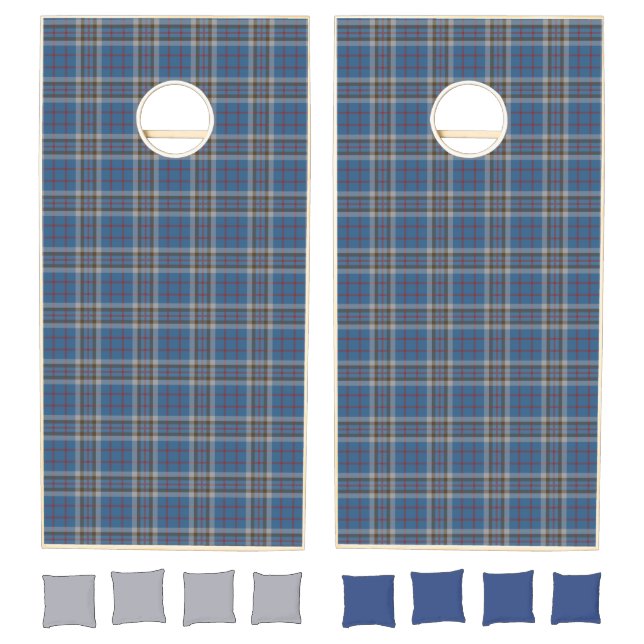 Plaid Clan Thompson Grey Blue Check Tartan Cornhole Set (Set)