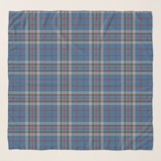 Plaid Clan Thompson Grey Blue Tartan Scarf (Front)