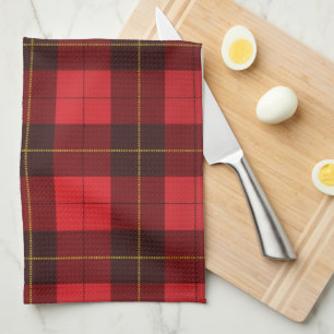 Plaid Clan Wallace Red Black Check Tartan Kitchen Towel